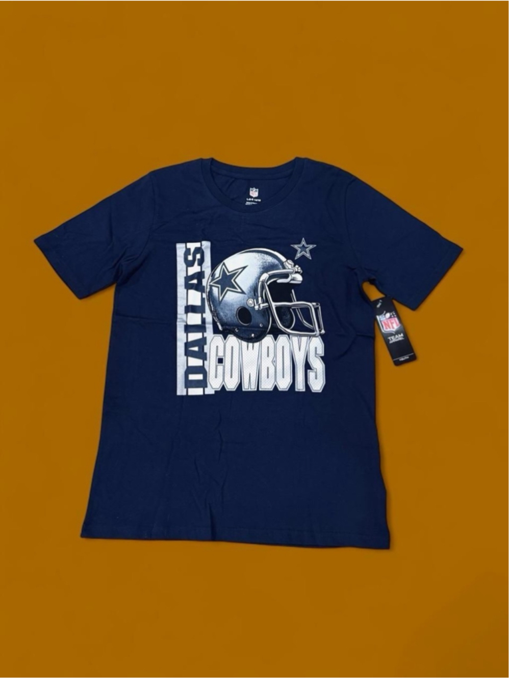 Dallas Cowboys NFL Youth Large 14-16 Navy Football Helmet Graphic T-Shirt NWT